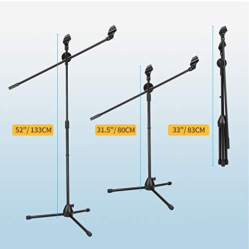 image for Moukey Microphone Stand, Tripod Boom Arm Floor Mic Stand, Height Adjus