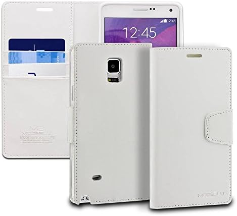 Galaxy Note 4 Case, ModeBlu [Classic Diary Series] [White] Wallet Case ID Credit Card Cash Slots Premium Synthetic Leather [Stand View] for Samsung Galaxy Note 4