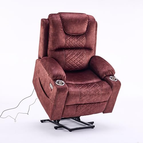 Power Upholstered Recliner Chair Electric Lift Chair Infinite Reclining Armchai…