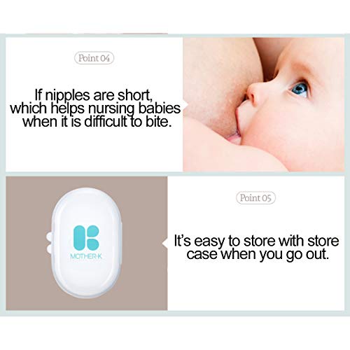 Mother-K Silicone Nipple Shield 2P with Carry Case, Contact Nipple Shields for Breastfeeding with Latch Difficulties or Flat or Inverted Nipples, Nipple Wound Protection (Medium) - Thumbnail 3