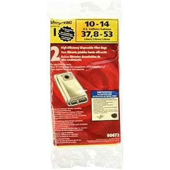 Shop-Vac 9067200 Genuine 10-14-Gallon High Efficiency Disposable Collection Filter Bag, 2-Pack