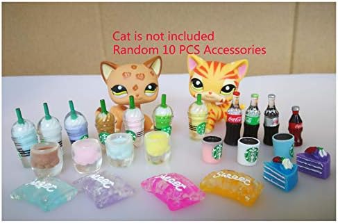 jwrac Random 10 PCS 1 12 Scale Miniature Dollhouse Food Coffee Drinks LPS Accessories for Toddler LPS Cat and Dog Doll Living Room Bedroom