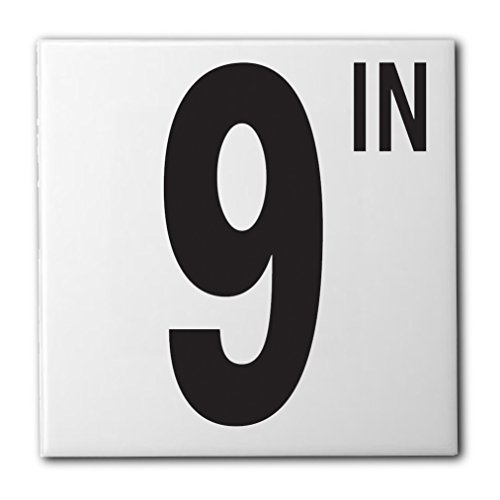 Ceramic Swimming Pool Waterline Depth Marker "9 IN" Smooth Finish, 5 inch Font