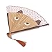PIXNOR Silk Bamboo Cartoon Cat Folding Fan Hand Painted Fan (Brown)