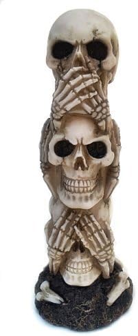 The Hear-no, See-no, Speak-no Evil Skull Statue Sculpture Figure Skeleton Limited by Bellaa