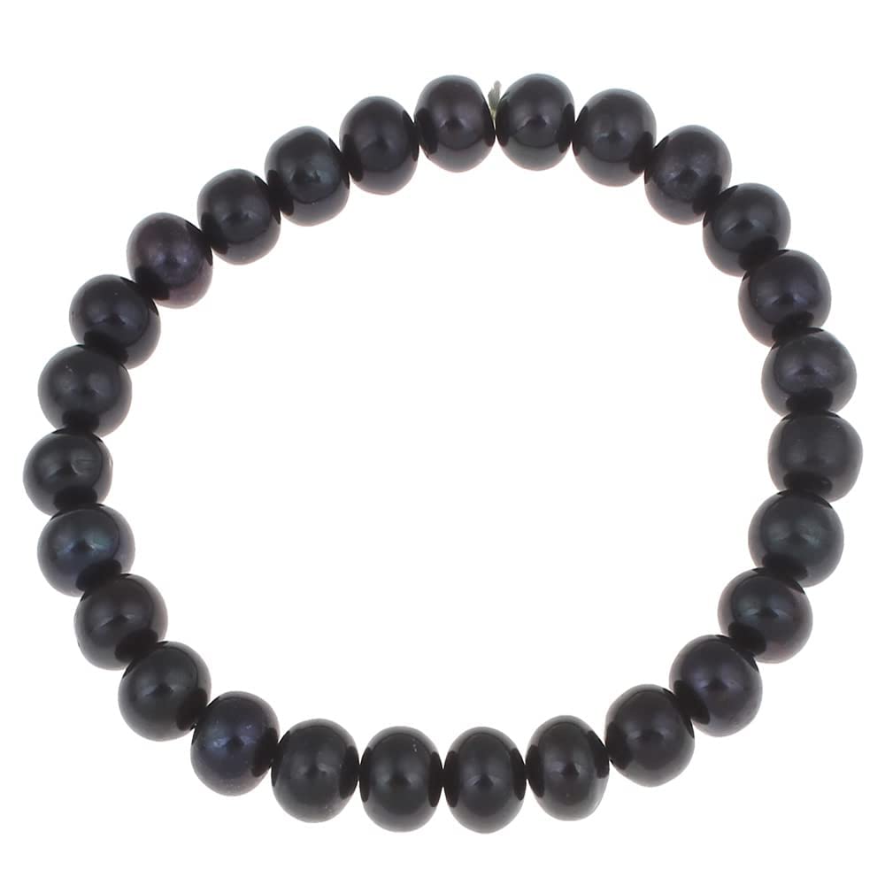 Treasure Bay Stunning Freshwater Pearl Bracelet For Women Girls - Presented in a Beautiful Jewellery Gift Box (Black) — image 1