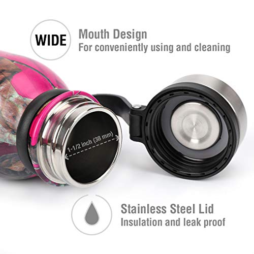 MOSSY OAK Vacuum-Insulated Stainless Steel Water Bottle - Double Walled Cola Shape Bottle - 20 Oz, Pink Camo - Keeps Drinks Cold for 24 Hours & Hot for 12 Hours