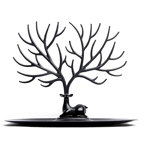 Morecome Deer Head Jewelry Display Stand Earrings Necklace Display Stand (Black) - Thumbnail 5