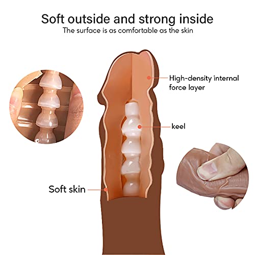 Seiecft 8.8 Inch Realistic Cartilage Dildo with Flared Suction Cup Base for Hands-Free Play, Flexible Dildo with Curved Shaft and Balls for Vaginal G-Spot and Anal Prostate