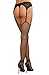 Dreamgirl Women's Diamond Net Fishnet Thigh-High Stockings with Raw Top, Black, One Size