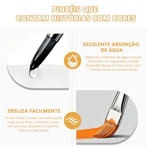 GODREAM Kit Pincel para Pintura em Tela 24 Peças com Estojo Portátil | Kit Pincel para Aquarela, Tinta Guache, Oleo, Acrilica e Artesanato, Presente Criativo para Menino e Menina