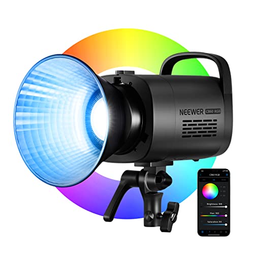 NEEWER CB60 RGB 70W LED Videoleuchte Studiolicht Bowens Halterung COB Vollfarbe 18000 Lux@1m CCT 2700K ~ 6500K CRI 97+ 17 Beleuchtungsszenen App Steue