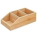 mDesign Bamboo Wood Food Storage Bin with Divided 3 Compartments and Sloped Front for Kitchen Cabinet, Pantry, Shelf to Organize Seasoning Packets, Powder Mixes, Spices, Snacks - Natural