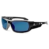 Skullerz Odin Safety Sunglasses - Black Frame, Blue Mirror Lens