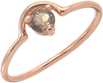 14K Rose Gold Smokey Topaz Raven Ring