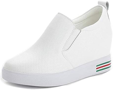 DETAIWIN Women PU Leather Walking Shoes Slip On Comfortable Breathable Casual Hidden Wedges Low Top Sneakers
