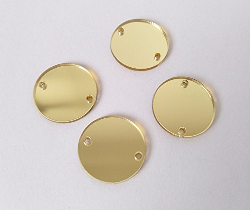 Sew On Round Mirror Beads, DIY Mirrored Rhinestones For Costume Evening Dresses Cloth Garment Decoration Accessory (2x2cm, Gold)