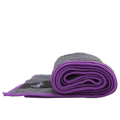 The Perfect Yoga Hand Towel 2SET - Super Soft, Sweat Absorbent, Multicolored Wicking, Non-Slip Bikram Hot Yoga Rug for Pilates Lovers (Hand Towel - Dark Gray | Purple Edge - 2pcs) - Thumbnail 2
