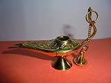 Artcollectibles India Set of Brass Chirag Aladdin Genie Oil Lamp plus cotton wicks pack free for Home Decor / christmas diwali gift