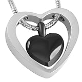 Casket Etcetera Black Heart Within Heart Cremation Urn Necklace Pendant