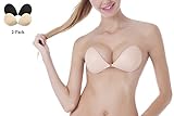 2-Packs Self Adhesive Bra, Strong Sticky, Silicone Invisible Push Up Bra