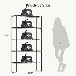 DUMOS 5 Tier Metal Wire Rack Shelf Heavy Duty