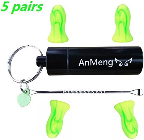 Sleeping Earplugs/Acoustic earplugs/Swimming Earplugs with Earpick,36dB Highest NRR, Comfortable Hearing Protection for Shooting, Travel, Swimming, Work and Concerts-Yellow/5 pairs