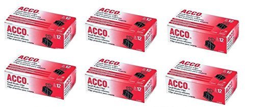 ACCO Small Binder Clips, Steel Wire, 5/16 Cap., 3/4w, Black/Silver, 6 Packs (ACC72020X6)