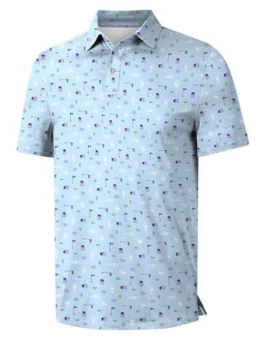 ISEEGZ Mens Golf Shirt Short Sleeve Funny Print