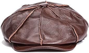 MMFur Men's Genuine Leather Vintage Newsboy Cap Ivy Baret Coffee L