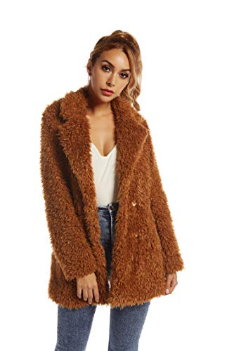 Elegant Faux Fur Coat Women Autumn Winter Warm Open Front Jacket Cardigan Overcoat Casual Outerwear XL - Thumbnail 3