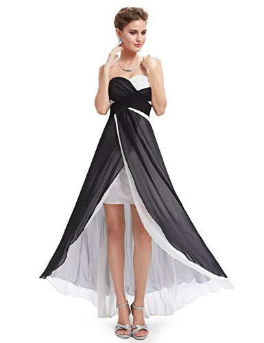 HE09850BK12, Black, 10US, Ever Pretty Unique Strapless Ruched Bust Slitted Evening Dress 09850