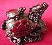 1 X Dragon Headed Turtle in a Dark Red Resin Finish with Baby Turtle on Shell and Standing on a bed of Coins and Gold Ingots; 8c