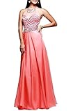 Sherrydress Halter Beaded Sleeveless Lace-up Blush Evening Bridesmaid Dress