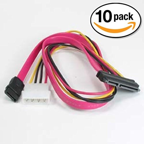 Otimo (10 Pack) 20" SATA-7 + SAS-15P to SATA/4-pin Power Cable