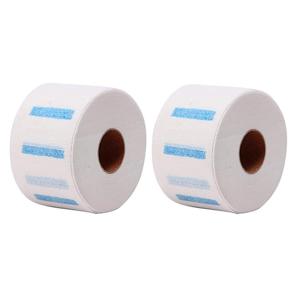 2 Rolls Disposable Barber Neck Strips Waterproof Neck Paper Tissue Roll for Salon Haircutting Styling Coloring White