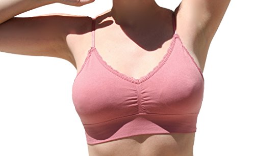 Anemone Lace Trim Bra Adjustable Straps Elastic Band (Mauve) , One Size - Thumbnail 3