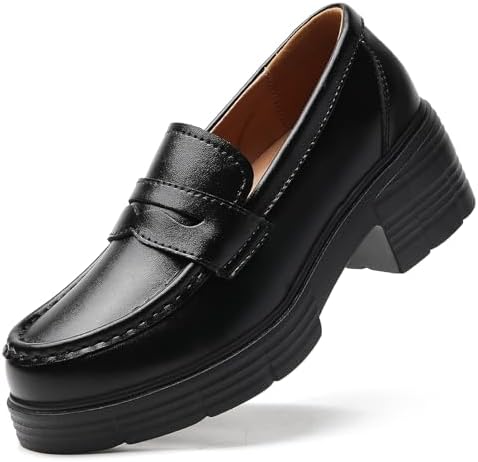 Amazon.com | MASIKA Black Platform Loafers for Women - Women's