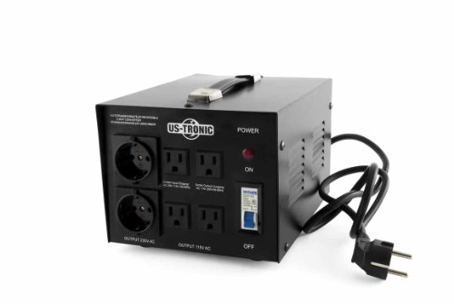 Transformateur 110V 220V réversible US-TRONIC® 2000 W réels ::::: N°1 des commentaires clients sur Amazon ::::: Meilleur rapport qualité-prix de sa catégorie ::::: Délivre un courant en 110 volts ou en 220 volts d'une pureté parfaite ::::: Rendement élevé, faible consommation à vide ::::: Garantissez à vos appareils un fonctionnement optimal + une protection absolue.