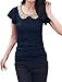 Allegra K Women Sequin Peter Pan Top Summer Slim Fit T Shirts