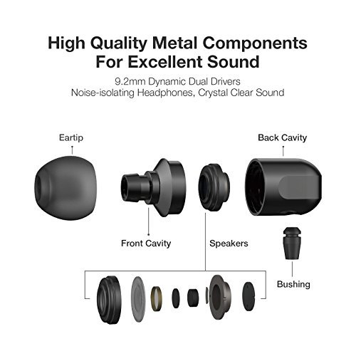 GGMM C700 In Ear Headphones Earbuds with Microphone, Full Metal Universal Ear Buds Deep Heavy Bass Earphones for iPhone Samsung iPad and Most Android Phones (Black) - Thumbnail 2