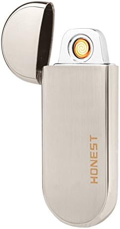 Ten thousand USB Lighters Metal Rechargeable Windproof Flameless Electronic coil Cigar Cigarette Lighter No Gas USB Charging Lighters (Silver)