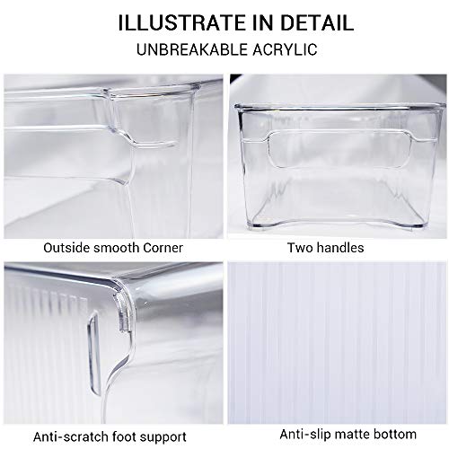 homyfort Stackable Plastic Storage Bins Organizer - 2 Pack, Clear Pantry Organization with Handles for Kitchen, Freezer, Refrigerator, Cabinets XL - Thumbnail 4