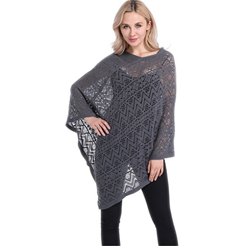 Leoparts Women Soft Knitted Pullover V Neck Batwing Poncho Cape Spring Sweater Cloak Shawl