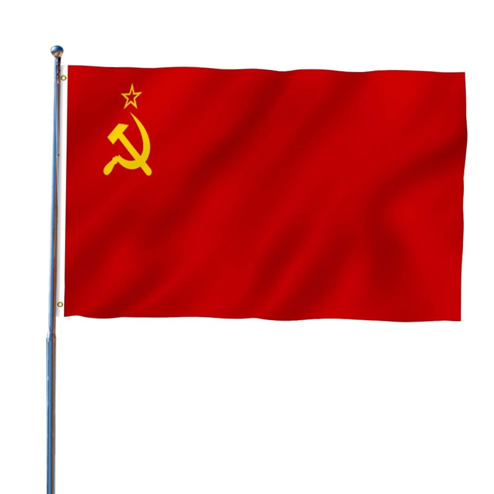 5ft x 3ft Soviet Union Flag 90 * 150cm Union of Soviet Socialist Republics National Flag with Two Brass Grommets Large for Festival Party Sport Events Gardens Home Indoor Outdoor Decoration