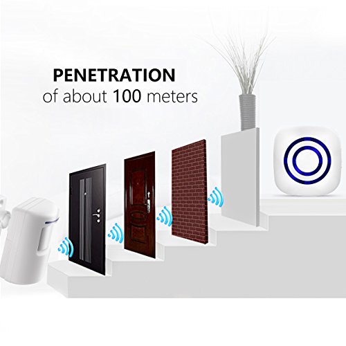 Wireless Home Security Driveway Alarm System with 2 Infrared Motion Sensor Detector and 1 Plug-in Receiver