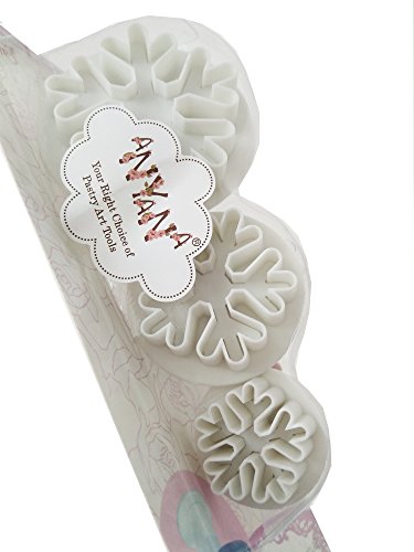 Anyana 3pcs set Snowflake Plastic Plunger Cookie impression Cutter Cake Mold Tool Sugar Paste Baking Mould Pastry - Thumbnail 4