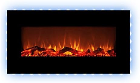 FLAMEandSHADE 34" Electric Fireplace Space Heater with Remote, 10 LED Flame and Backlight Colors, Freestanding or Wall Mounted, Flat Panel