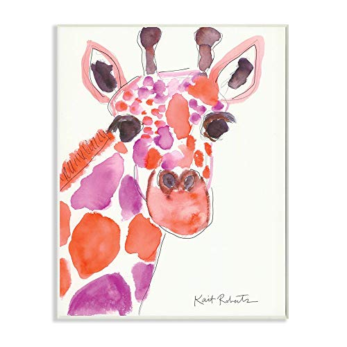 Stupell Industries Kid's Giraffe Zoo Animal Red Purple Watercolor, Designed by…