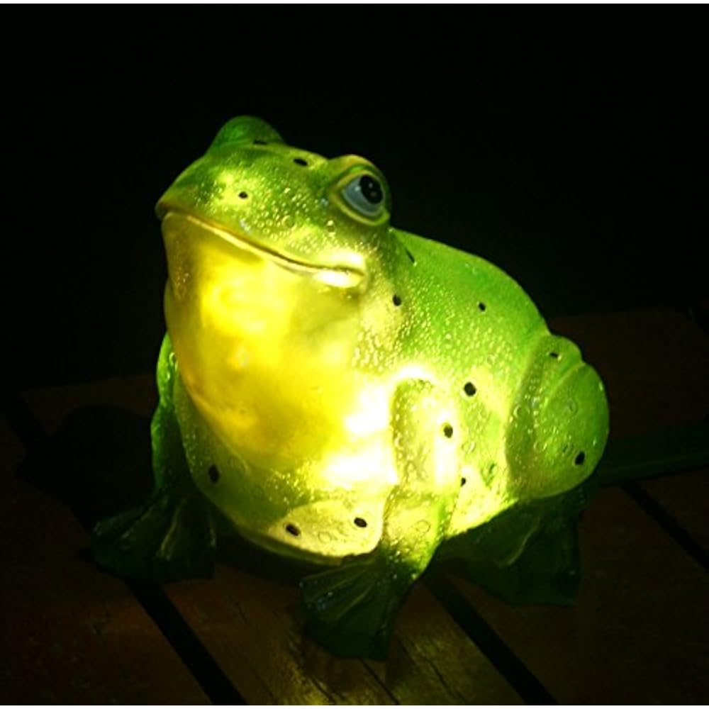 157807 Solar Powered Outdoor LED Light Garden Decor, Frog Glowing